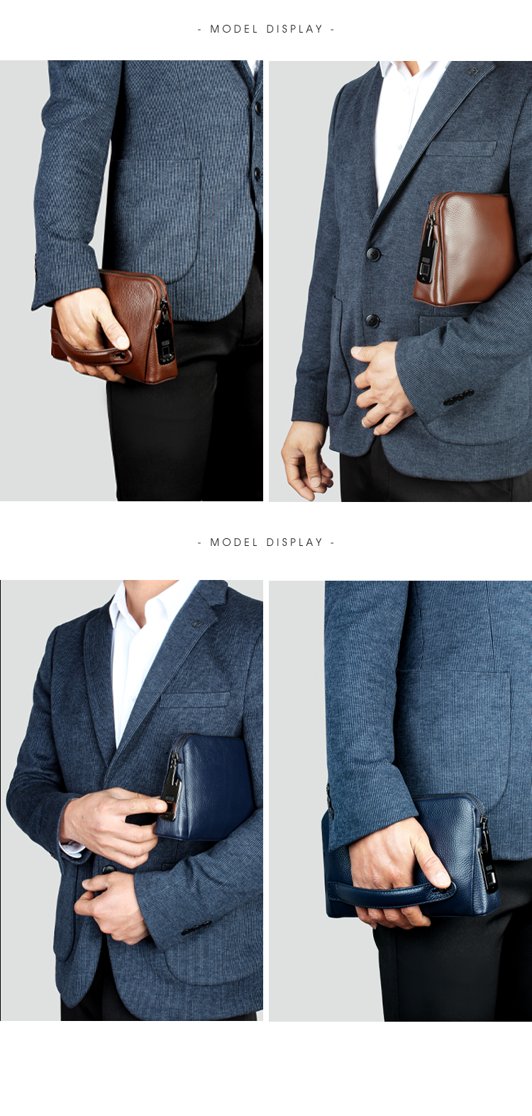 Clutch colors shown with business attire