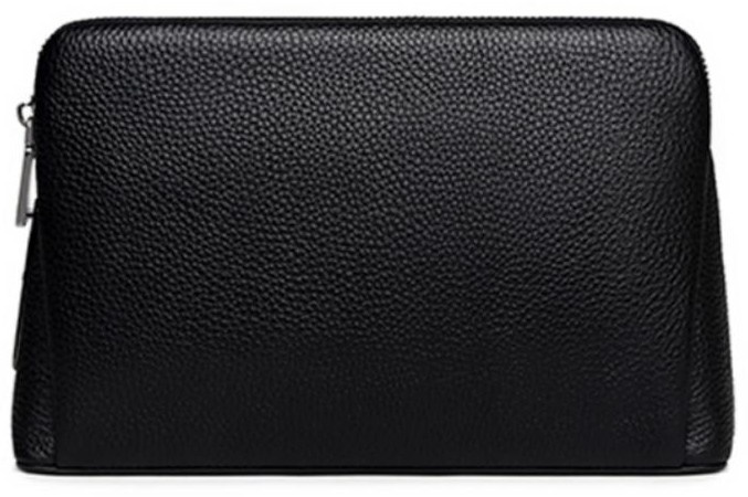 Black genuine leather smart fingerprint clutch bag